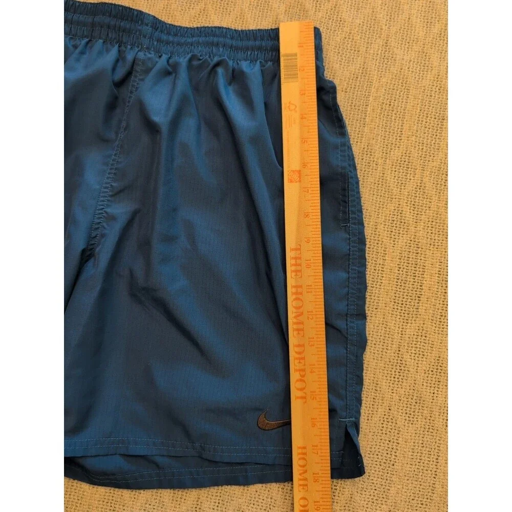 Nike Lined Drawstring Shorts Men XL Blue Swoosh Baggy Stretch Athletic Gym